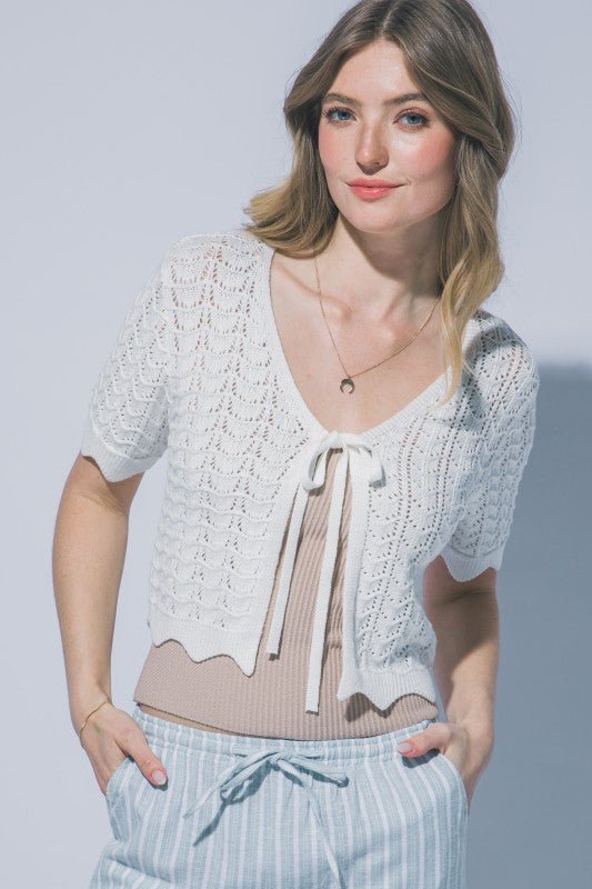 Tie Front Cropped Cardigan - 3 Colors! - The Nines