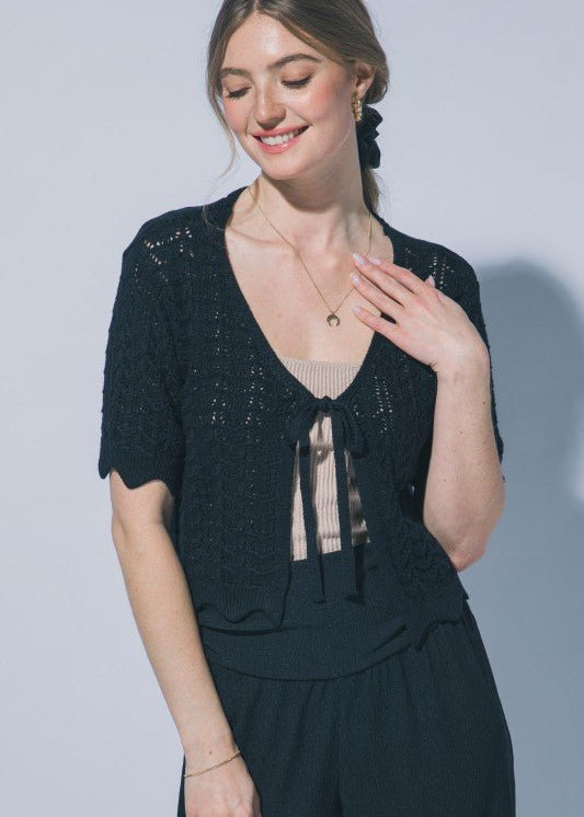 Tie Front Cropped Cardigan - 3 Colors! - The Nines