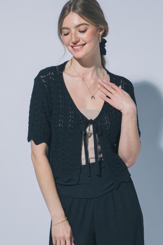 Tie Front Cropped Cardigan - 3 Colors! - The Nines