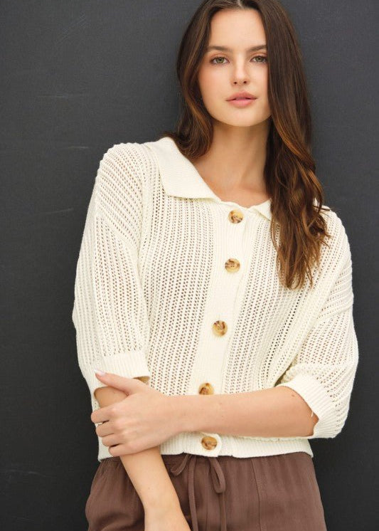 Off White Fisherman Cardigan - The Nines