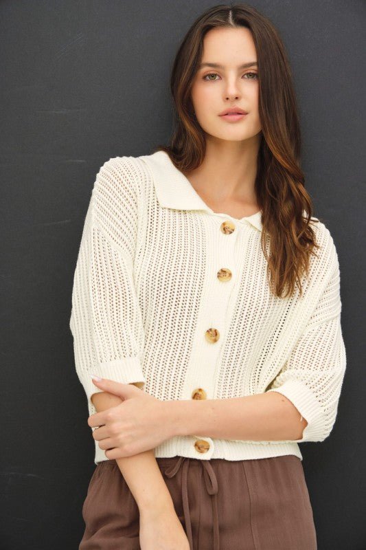 Off White Fisherman Cardigan - The Nines