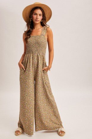 Floral Smocked Jumpsuit - 2 colors! - The Nines