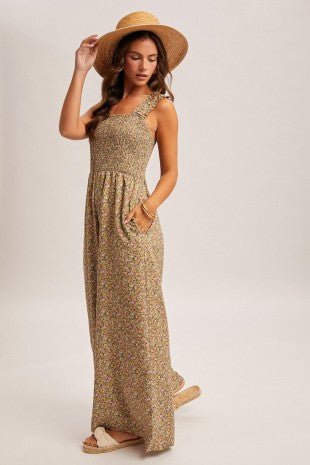 Floral Smocked Jumpsuit - 2 colors! - The Nines