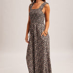 Black Floral Smocked Jumpsuit - The Nines