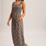 Black Floral Smocked Jumpsuit - The Nines