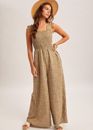 Floral Smocked Jumpsuit - 2 colors! - The Nines