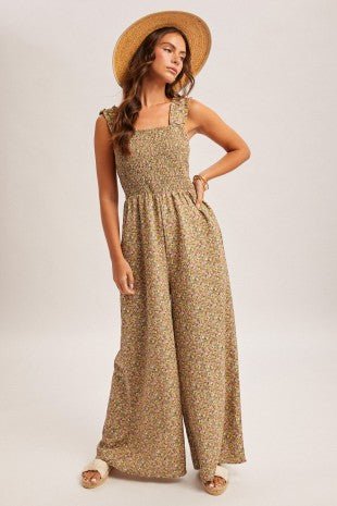 Floral Smocked Jumpsuit - 2 colors! - The Nines