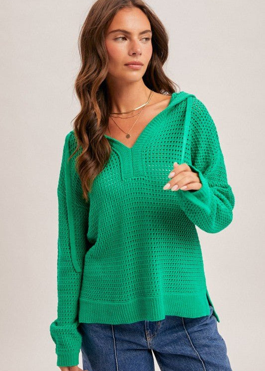 Crochet Open Knit Hoodie - 2 Colors! - The Nines