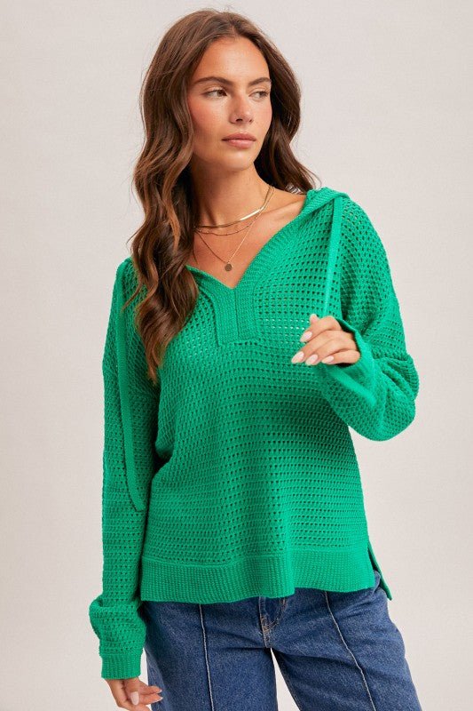 Crochet Open Knit Hoodie - 2 Colors! - The Nines