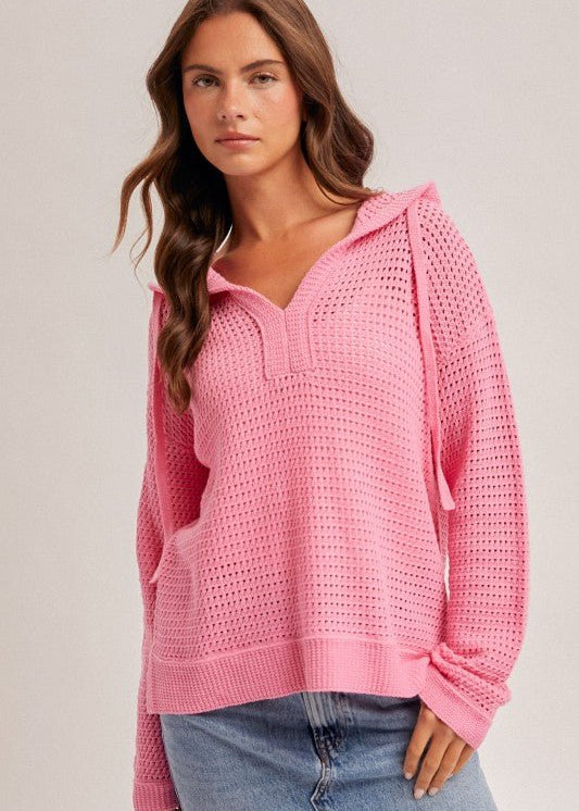 Crochet Open Knit Hoodie - 2 Colors! - The Nines