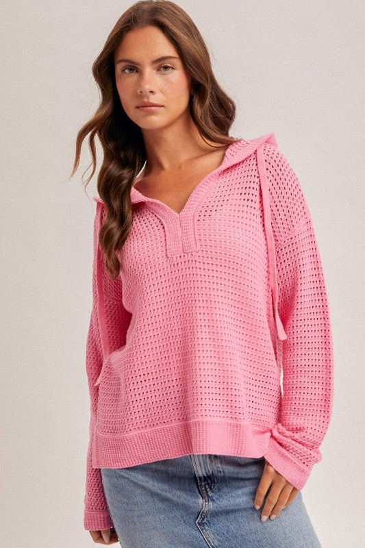 Crochet Open Knit Hoodie - 2 Colors! - The Nines