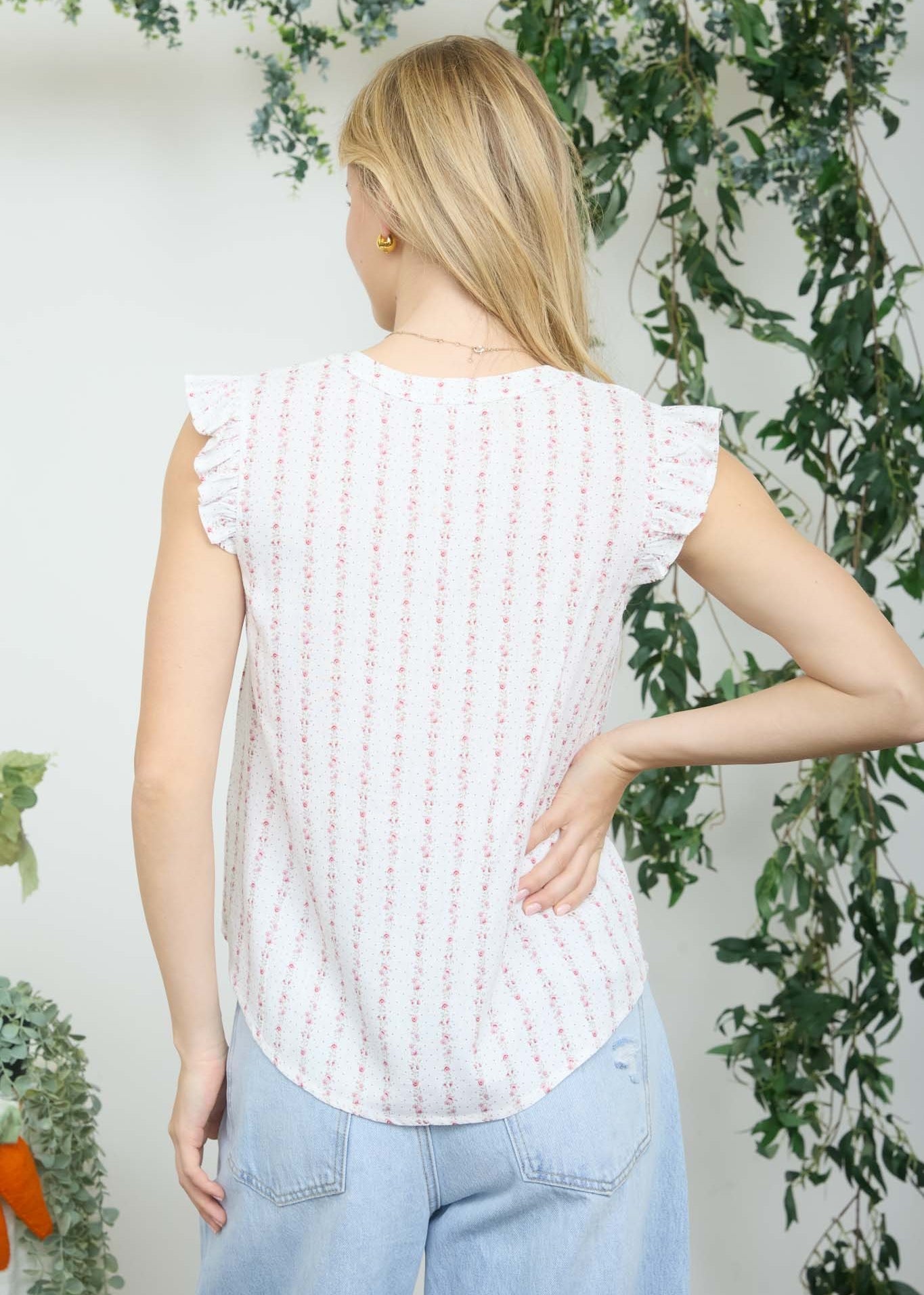 Pink Floral Striped Top - The Nines