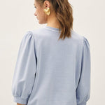 Chambray Puff Sleeve Top - The Nines