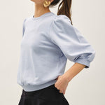 Chambray Puff Sleeve Top - The Nines