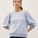 Chambray Puff Sleeve Top - The Nines