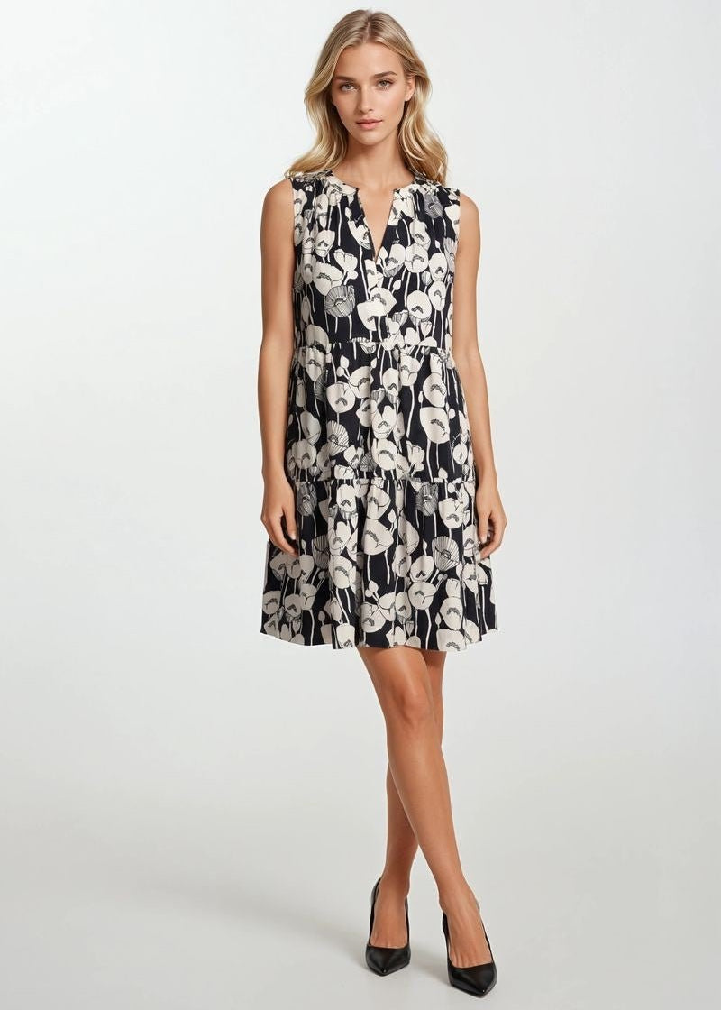 June Black & Ivory Floral Dress - The Nines