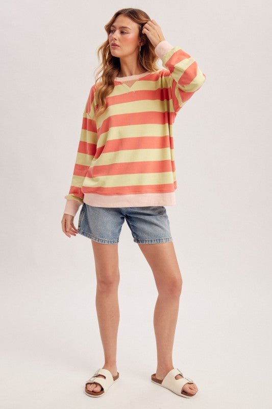 Strawberry Lemonade Striped Sweatshirt - The Nines