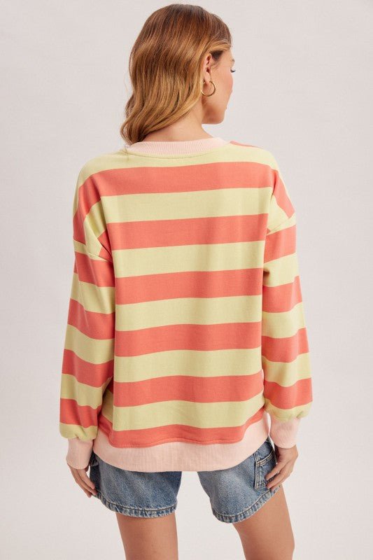 Strawberry Lemonade Striped Sweatshirt - The Nines
