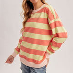 Strawberry Lemonade Striped Sweatshirt - The Nines