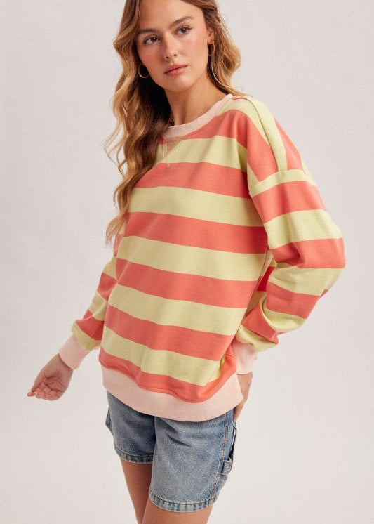 Strawberry Lemonade Striped Sweatshirt - The Nines