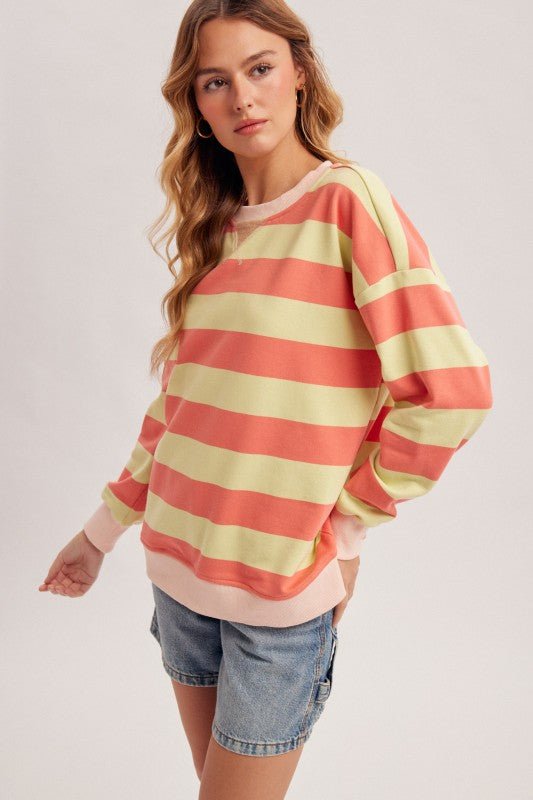Strawberry Lemonade Striped Sweatshirt - The Nines