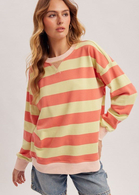 Strawberry Lemonade Striped Sweatshirt - The Nines