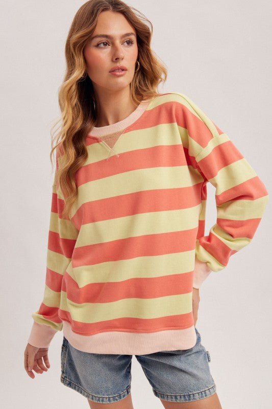 Strawberry Lemonade Striped Sweatshirt - The Nines