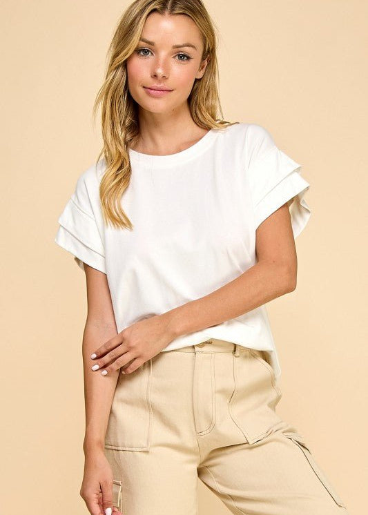 Layered Sleeve Short Sleeve Top - 2 Colors! - The Nines