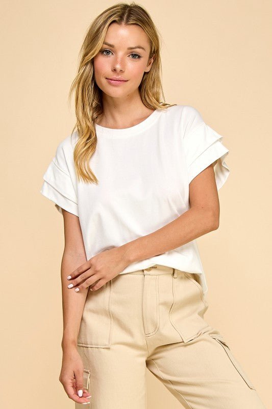 Layered Sleeve Short Sleeve Top - 2 Colors! - The Nines