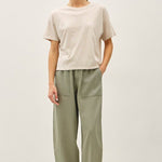 Olive Tencel Tapered Barrel Pant - The Nines