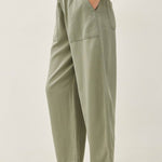 Olive Tencel Tapered Barrel Pant - The Nines
