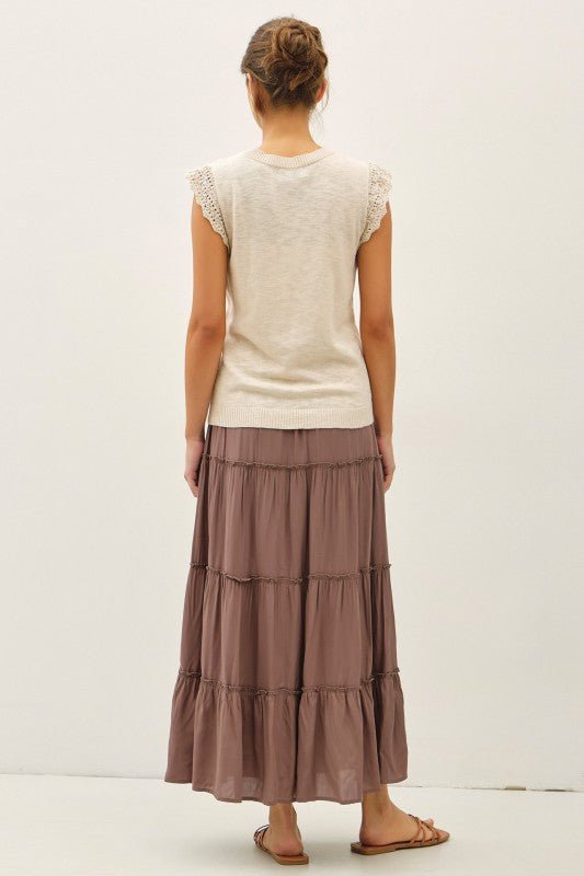 Natural Crochet Short Sleeve Top - The Nines