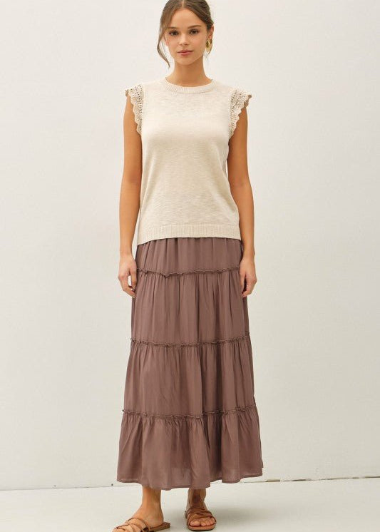 Natural Crochet Short Sleeve Top - The Nines