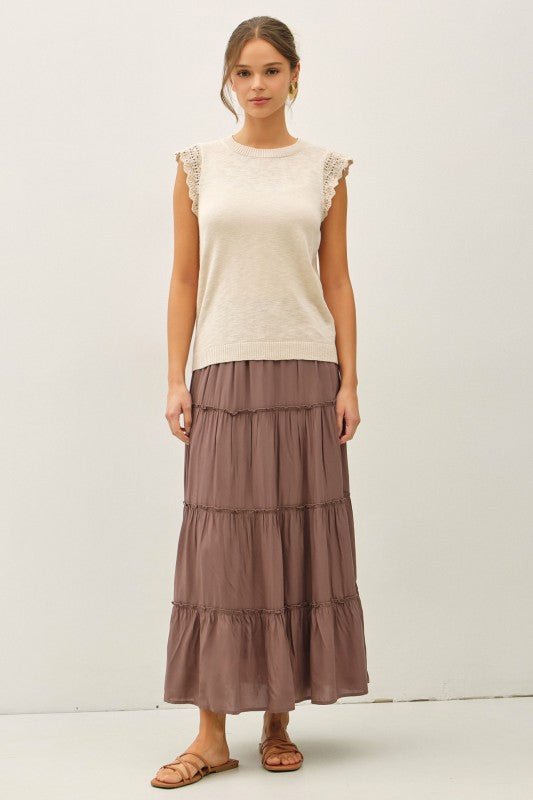 Natural Crochet Short Sleeve Top - The Nines