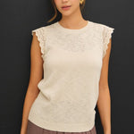 Natural Crochet Short Sleeve Top - The Nines