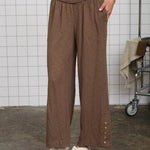Smocked Waist Brown Pants - The Nines