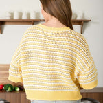 Yellow Striped Button Short Sleeve Top - The Nines