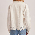 White Embroidered Scalloped Hem Jacket - The Nines