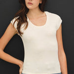 Oatmeal Ribbed Cap Sleeve Top - The Nines