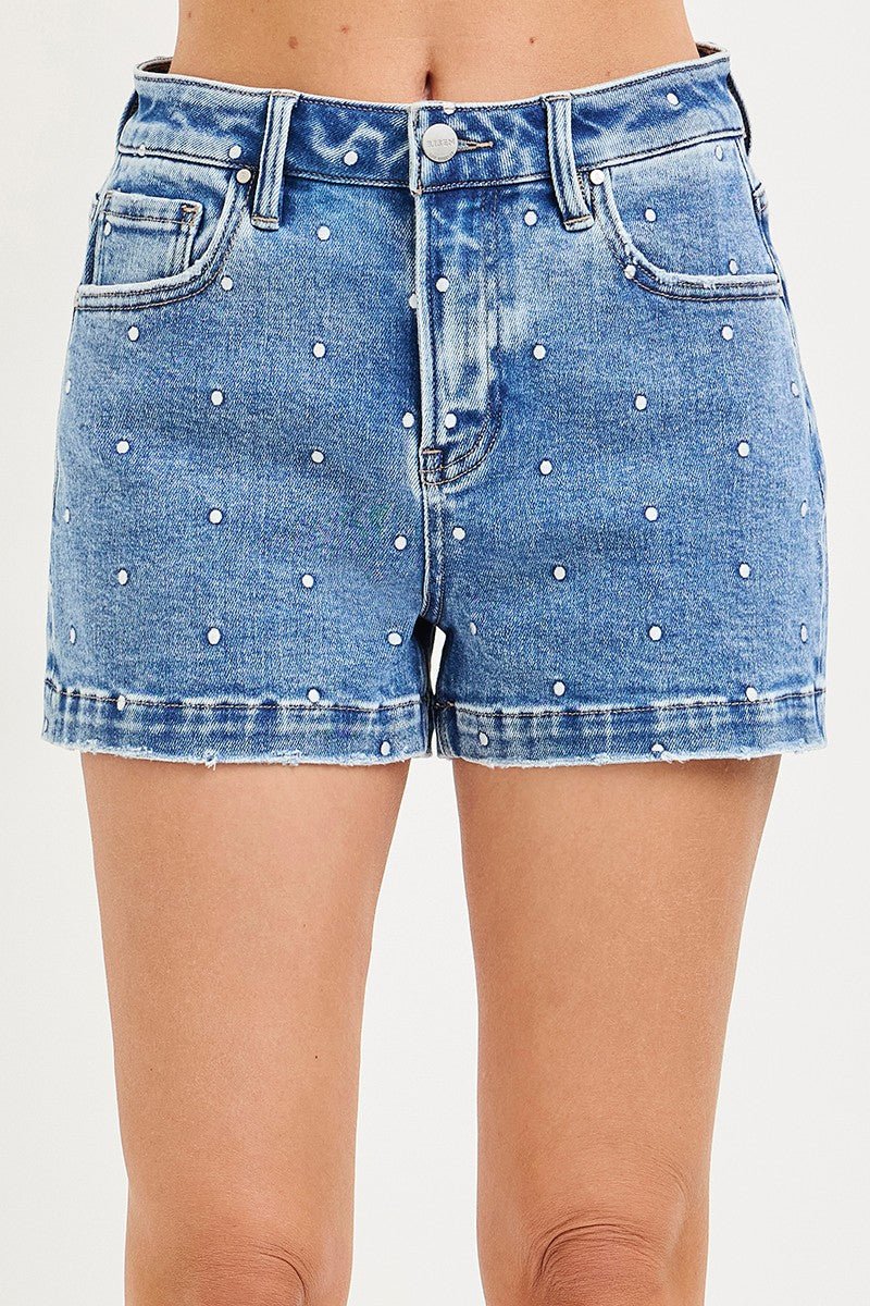 Risen Polka Dot Embroidered Shorts - The Nines