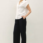 Classic Off White Tencel Short Sleeve Button Down - The Nines