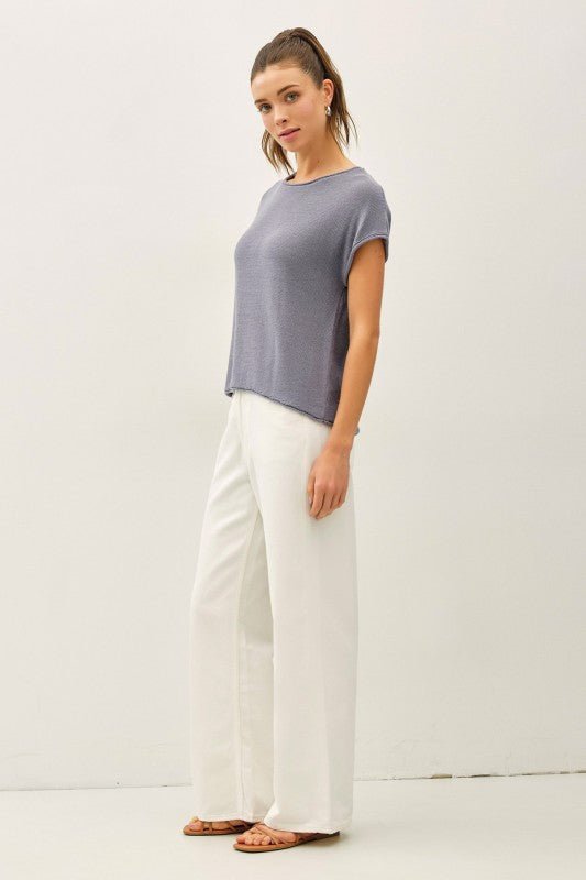 Knit Lightweight Sweater Tee - 2 Colors! - The Nines