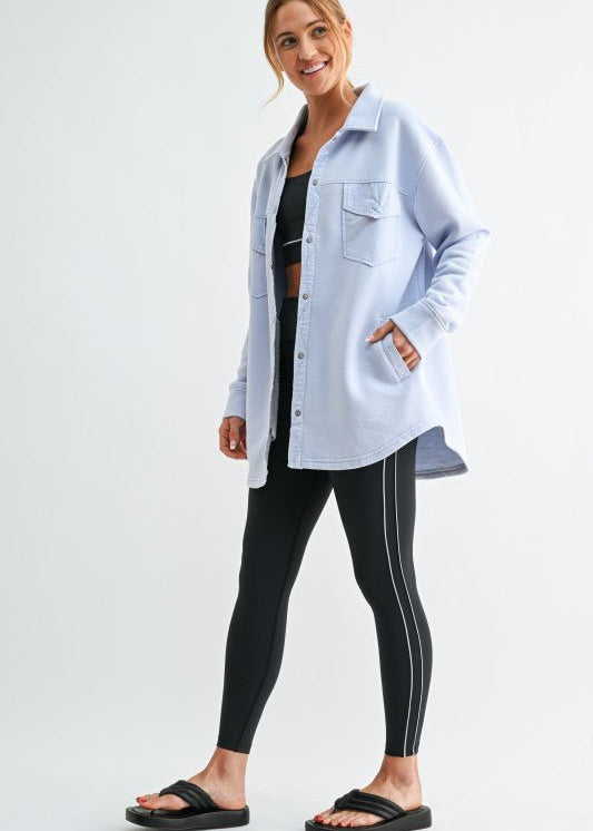 French Terry Snap Button Shacket - 2 Colors! - The Nines