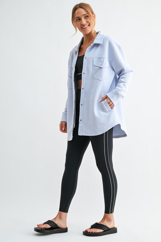 French Terry Snap Button Shacket - 2 Colors! - The Nines