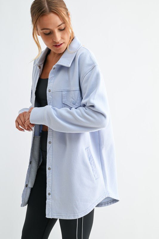 French Terry Snap Button Shacket - 2 Colors! - The Nines