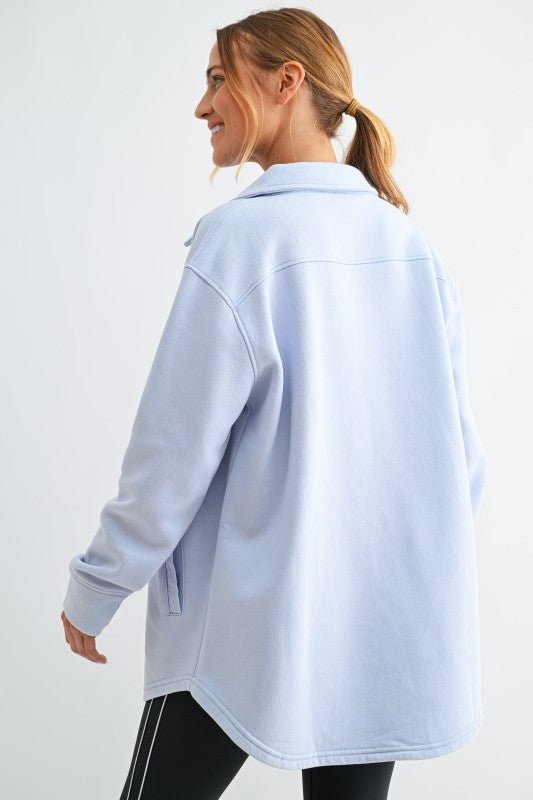 French Terry Snap Button Shacket - 2 Colors! - The Nines