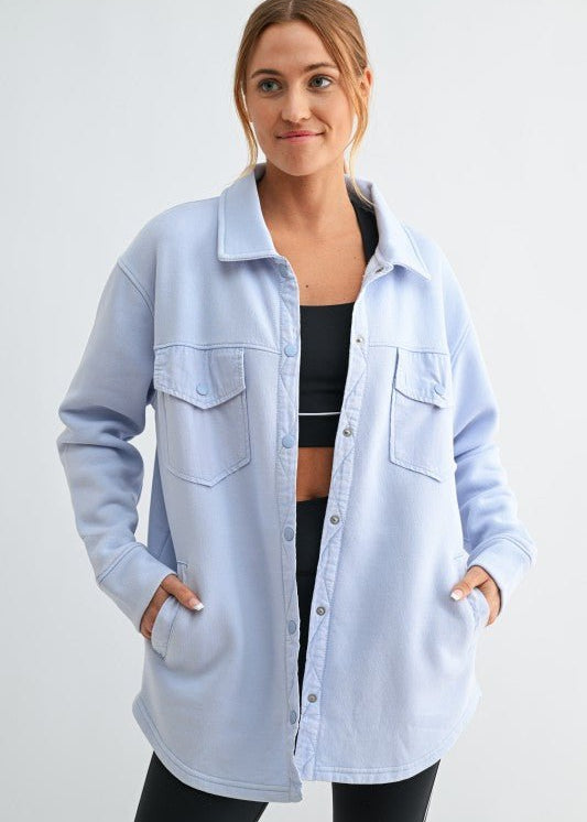 French Terry Snap Button Shacket - 2 Colors! - The Nines