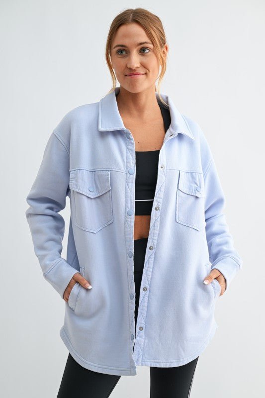 French Terry Snap Button Shacket - 2 Colors! - The Nines