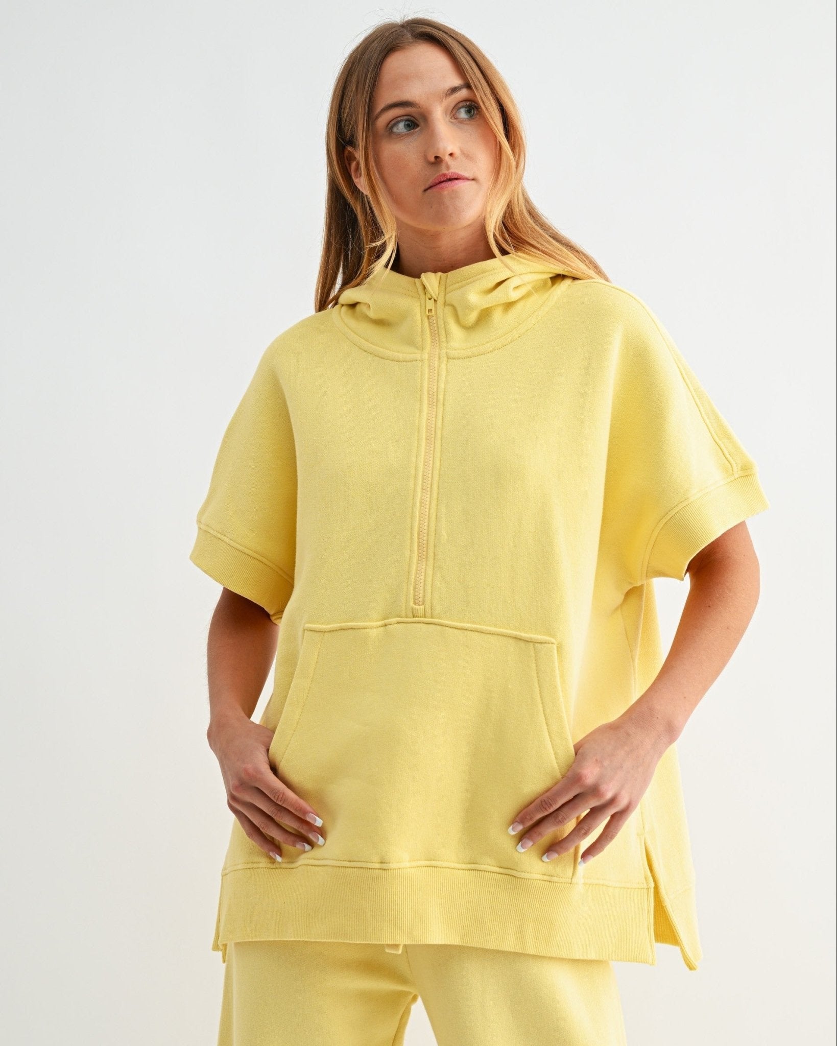 Malibu Summit Yellow Glow Short Sleeve Half Zip Hoodie - The Nines
