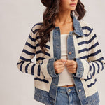 Denim Contrast Lightweight Sweater Jacket - The Nines